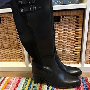 Tahari Black Leather Knee-High Boots